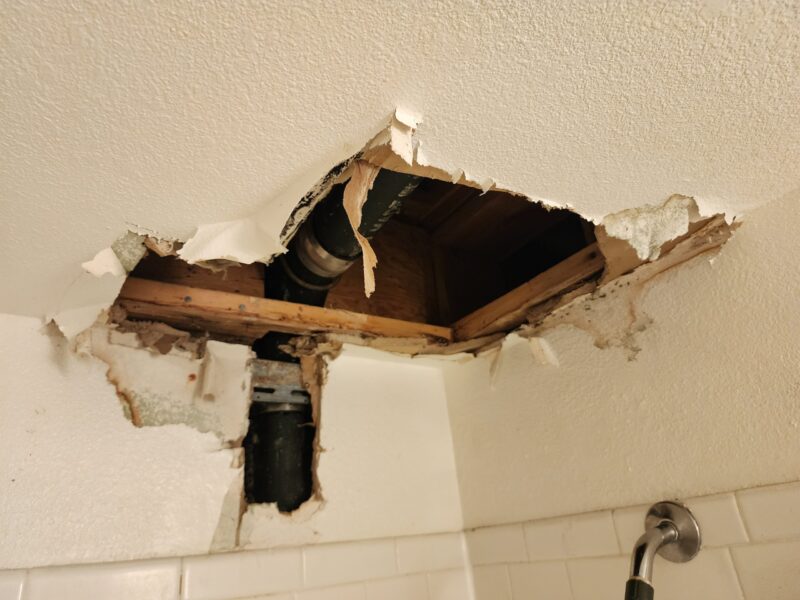 Bad drywall damage needing repair